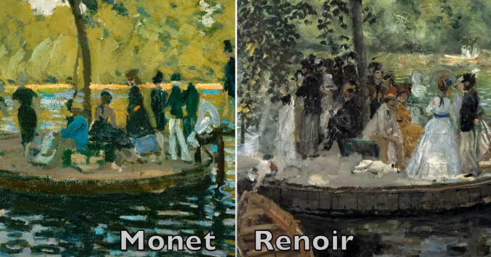 Comparative paintings Monet & Pierre Renoir la Grenouillère 1