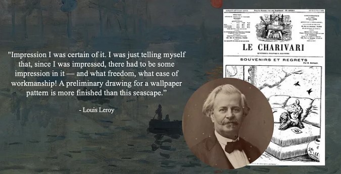 Louis Leroy in the magazine Le Charivari reviews Impression Sunrise by Claude Monet.