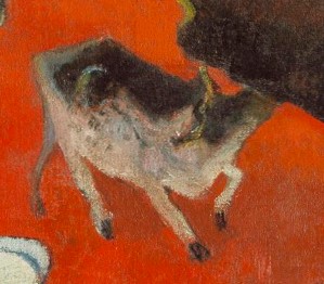 A cow representing the redemption and culture of the locality in Vision after the sermon by paul gauguin