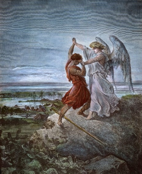 Gustave Doré - Wrestling with an angel 1861 by Eugène Delacroix 1861