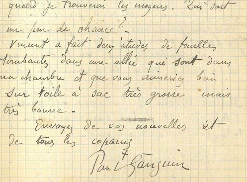 Letter from Paul Gauguin to Vincent Van Gogh explaining his work Vision after the sermon