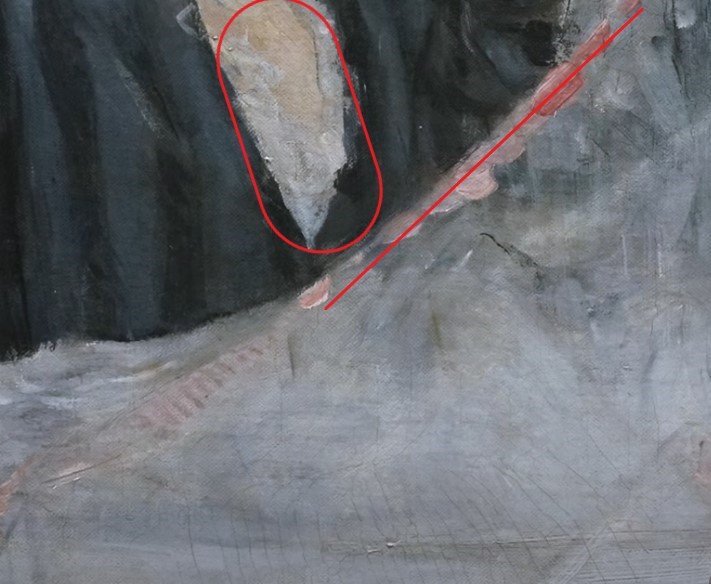 Pink stripe on the net curtain border and edma neckline detail Morisot The Cradle