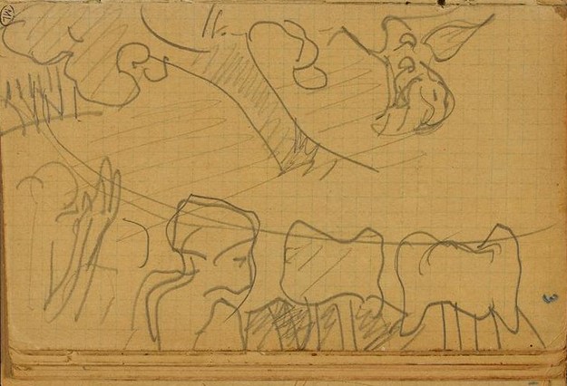 Sketch 1 for Vision after the sermon by paul gauguin