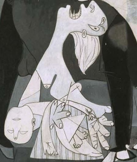 A mother grieves for her son killed in the conflict, Guernica by Picasso 