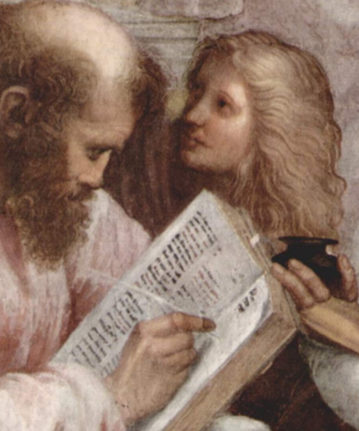 Pythagoras and Archimedes in painting of plato and aristotle