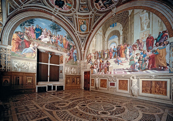 Sala della Segnatura Raphael's School of Athens (Painting of Plato and Aristotle)