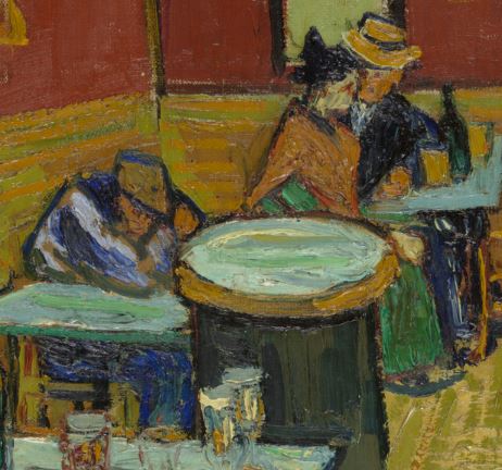 Pareja de enamorados en la obra Van Gogh billiard parlour at night
